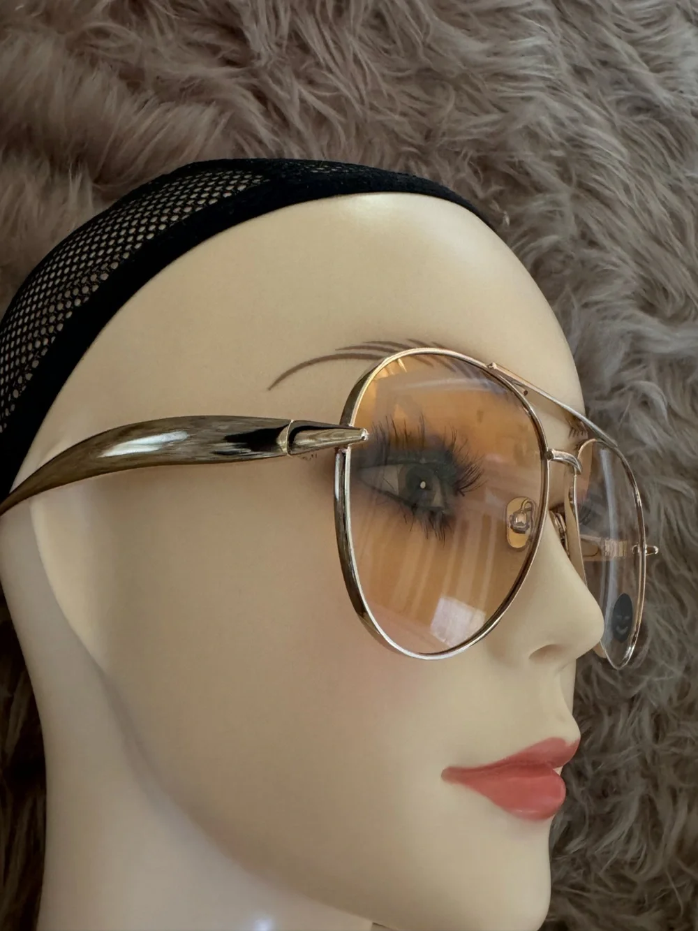 Orange lens sunglasses aviator gold detail baby path